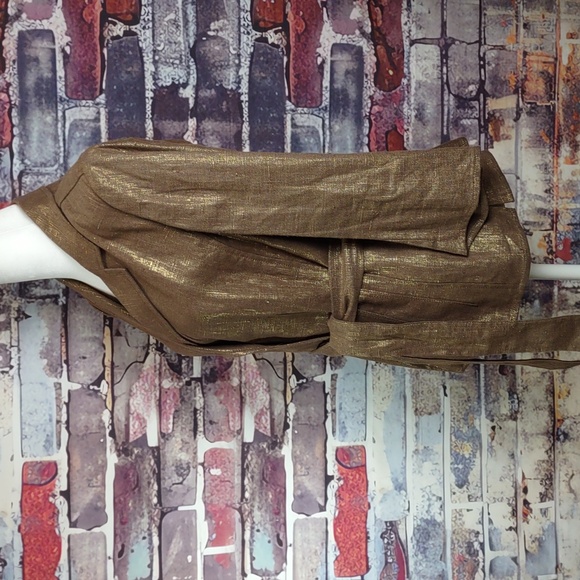 Dana Buchman Petite Brown Linen Jacket w/Gold Lurex - Picture 4 of 11
